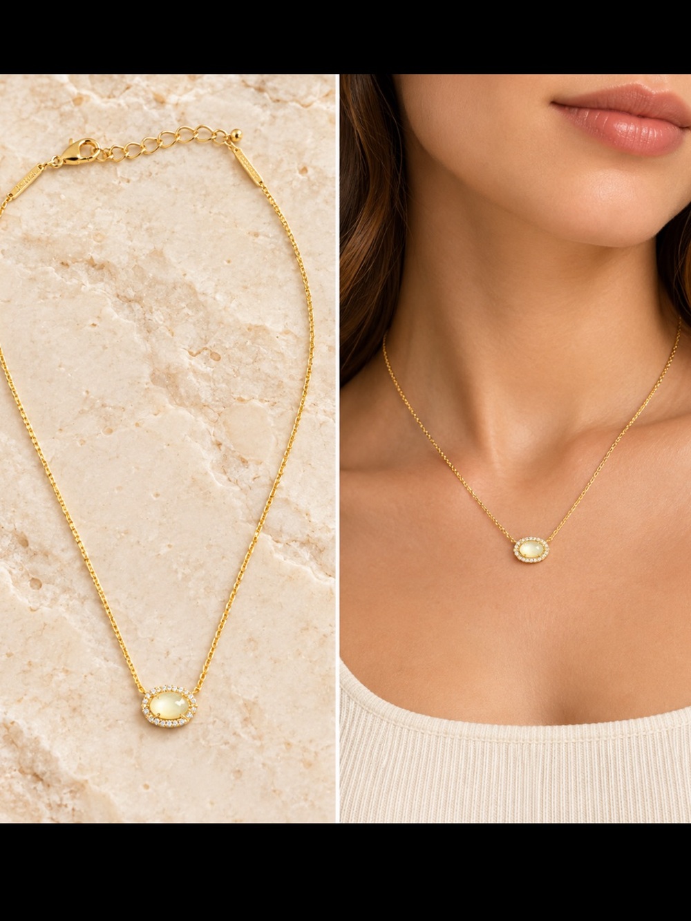 Kendra Scott Gold Oval Mother-of-Pearl Pendant Necklace - Women Jewelry